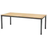 AMBIA GARDEN Gartentisch, Dunkelgrau, Teak, Holz, Metall, Eukalyptusholz, massiv, rechteckig, eckig, 90x74x206 cm, Fsc, Gartenmöbel, Gartentische, Gartentische