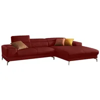 Ecksofa W.SCHILLIG "piedroo, Designsofa mit tollem Sitzkomfort, elegant und bequem, L-Form", rot (ruby rot z59), B:303cm H:70cm T:193cm, Longlife Xtra-Leder Z59: Glattleder mit modischer Prägung. Hautstärke 0, 9 - 1, 1 mm, Sofas, Ecksofa, Kopfteilverstellung, wahlweise mit Sitztiefenverstellung, Breite 303cm