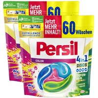 Persil Color 4in1 DISCS, 120 (2 x 60 Waschladungen), Colorwaschmittel mit Tiefenrein-Plus Technologie für leuchtende Farben, 92% biologisch abbaubare Inhaltsstoffe*