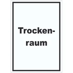 Trockenraum Aufkleber mit Text Wäsche trocknen hochkant A5 (148x210mm)