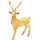 Dekohelden24 Keramik Dekofigur, Moderne Deko-Statue, Landhaus-Skulptur als Hirsch in Gold - Glitzer, stehend, L/B/H: 14 x 8 x 21cm