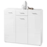 Stella Trading ORLANDO Schuhschrank in Weiß Hochglanz - Modernes Schuhregal mit viel Stauraum für Ihre Schuhe - 135 x 122 x 40 cm (B/H/T)