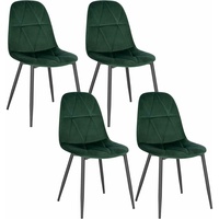 Lestarain 4er Set Esszimmerstühle mit Rückenlehne, Küchenstuhl mit Samtbezug Polsterstuhl aus Metall