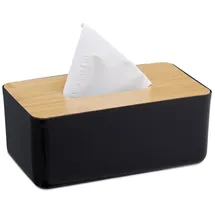 Relaxdays Taschentuchbox Badorganizer Hellbraun/Schwarz
