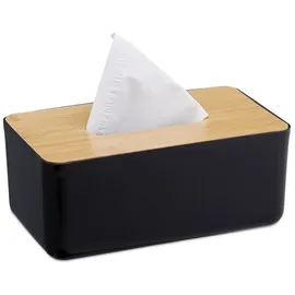 Relaxdays Taschentuchbox Badorganizer Hellbraun/Schwarz