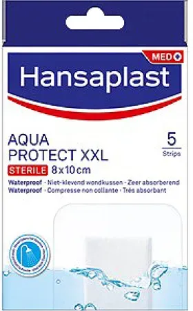 Hansaplast Aqua Protect XXL 8x10cm Steriles Nicht Klebendes Wundkissen 5 Streifen