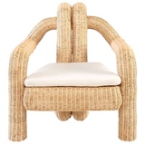 Casa Padrino Luxus Rattan Sessel mit Kissen Naturfarben 82,5 x 92 H. 95 cm - Wohnzimmer Sessel - Hotel Sessel - Wohnzimmer Möbel - Hotel Möbel - Luxus Möbel - Rattan Möbel