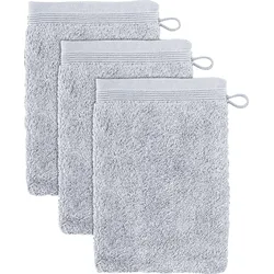 Waschhandschuh MÖVE "Superwuschel", silber, B:15cm L:20cm, Baumwolle, Waschlappen, Waschhandschuh Set mit Bordüre, 100% Premium Cotton Baumwolle, weich
