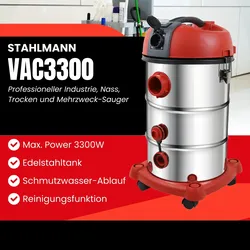 STAHLMANN VAC3300 Industriestaubsauger; 30L Tank, integrierte Steckdose