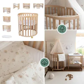 Waldin Babybett OWAL Kinderbett 7in1 mit Matratze, mitwachsendes Kinder-Bett