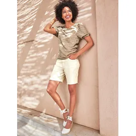 Heine Jeansshorts HEINE, Damen, Gr. 42, Normalgrößen, beige (ecru), 100% Baumwolle, unifarben, kurz, Jeans