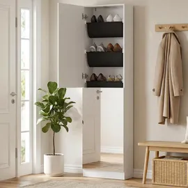 Homcom Schuhkommode 50 x 180 x 20 cm mit Spiegel / weiß