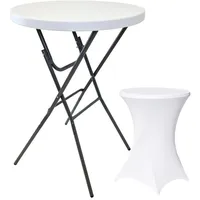 Trutzholm Stehtisch mit Husse Partytisch klappbar Ø 80 cm Höhe 110 cm in Weiß mit pflegeleichter Husse in Weiß