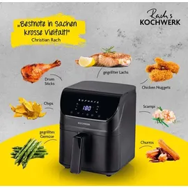 rachs kochwerk Heißluftfritteuse Digital 4L mit Erinnerungsfunktion | schwarz matt