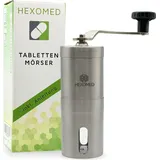 HEXOMED Premium Tablettenmörser aus rostfreiem Edelstahl zum Drehen - Tablettenspalter zum Zerkleinern von Medikamenten [EINSTELLBAR] –