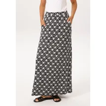 Aniston CASUAL Maxirock Damen Paisley Schwarz/Weiß 46
