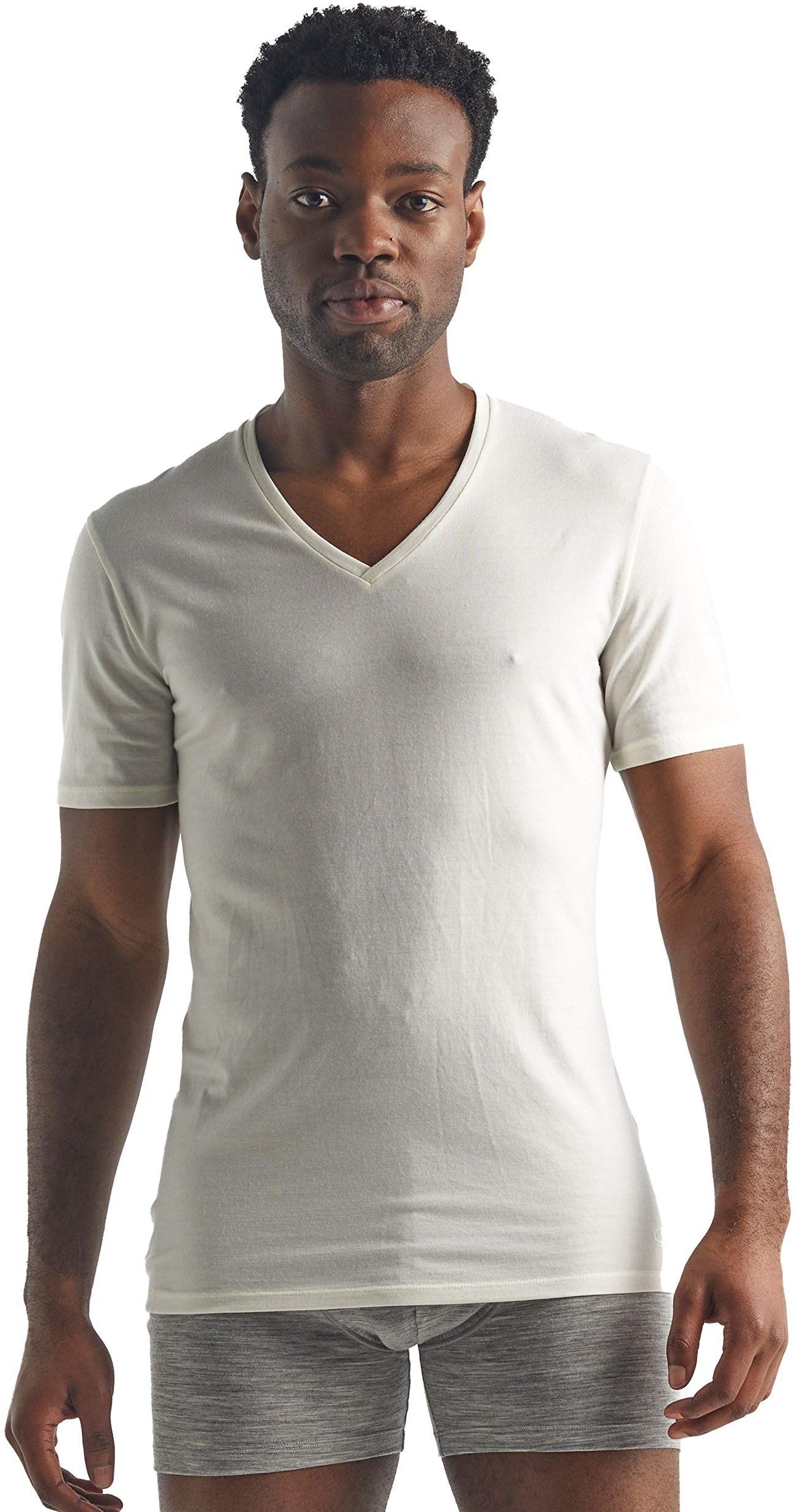 Icebreaker Merinowolle Herren Unterwäsche - Anatomica T-Shirt mit V-Ausschnitt | Merino Shirt | Wandershirt | Merino Shirt | Merino Unterhemd | Merino Tshirt - Snow, M