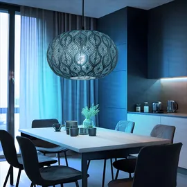 GLOBO Smart Hängeleuchte orientalisch Hängelampe App Steuerung Pendelleuchte dimmbar, Metall, RGB LED 8,5W 806Lm warmweiß, DxH 30x120 cm