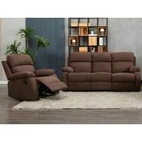 Vente-unique Relaxgarnitur 3+1 - Stoff - Braun - TOLZANO