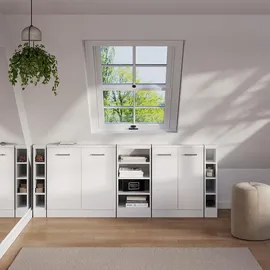 Vicco Dachschrägenschrank-Set Rion, Weiß Hochglanz/Weiß, 5er Set