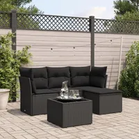 Festnight Gartenlounge mit Stauraum Balkon Lounge Balkon Sofa Rattan Sofa Klein Rattansofa Gartensofa Ecksofa Lounge Sofa Outdoor Polyrattan Balkonmöbel Couch Gartenmöbel Ecklounge