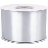 Satinband 50mm x 25m Rolle - FARBAUSWAHL in 3/6/12/18/25/38/50/75/100mm - farbecht & waschbar - Schleifenband für Hochzeit - Geschenkband zum Verpacken Dekorieren Basteln - Silber/Grau 012
