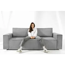 Konsimo Napi Sofa 3 Sitzer mit Schlaffunktion, in Pet Friendly Cord-Stoff, hellgrau - Konsimo