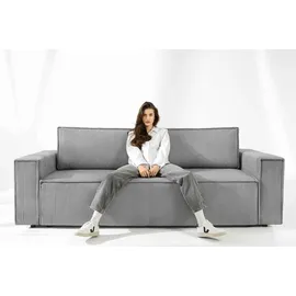 Konsimo Napi Sofa 3 Sitzer mit Schlaffunktion, in Pet Friendly Cord-Stoff, hellgrau - Konsimo
