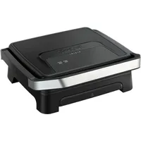 Tefal Inicio Classic 2-in-1 Kontakt- und Paninigrill, 2000 W, kompaktes Design, Edelstahlgehäuse, Saftauffangschale, antihaftbeschichtete Grillplatten, Schwarz, GC271810