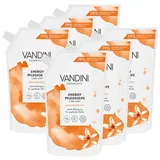 VANDINI 6x Energy Seife Nachfüllbeutel mit Orangenblüte Duft 500ml - Made in Germany Flüssigseife Nachfüllbeutel vegan - Handseife Nachfüllbeutel reinigt sanft - Liquid hand soap refill