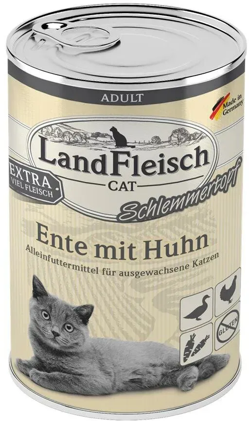 LandFleisch Cat Adult Schlemmertopf Ente mit Huhn 6x400g