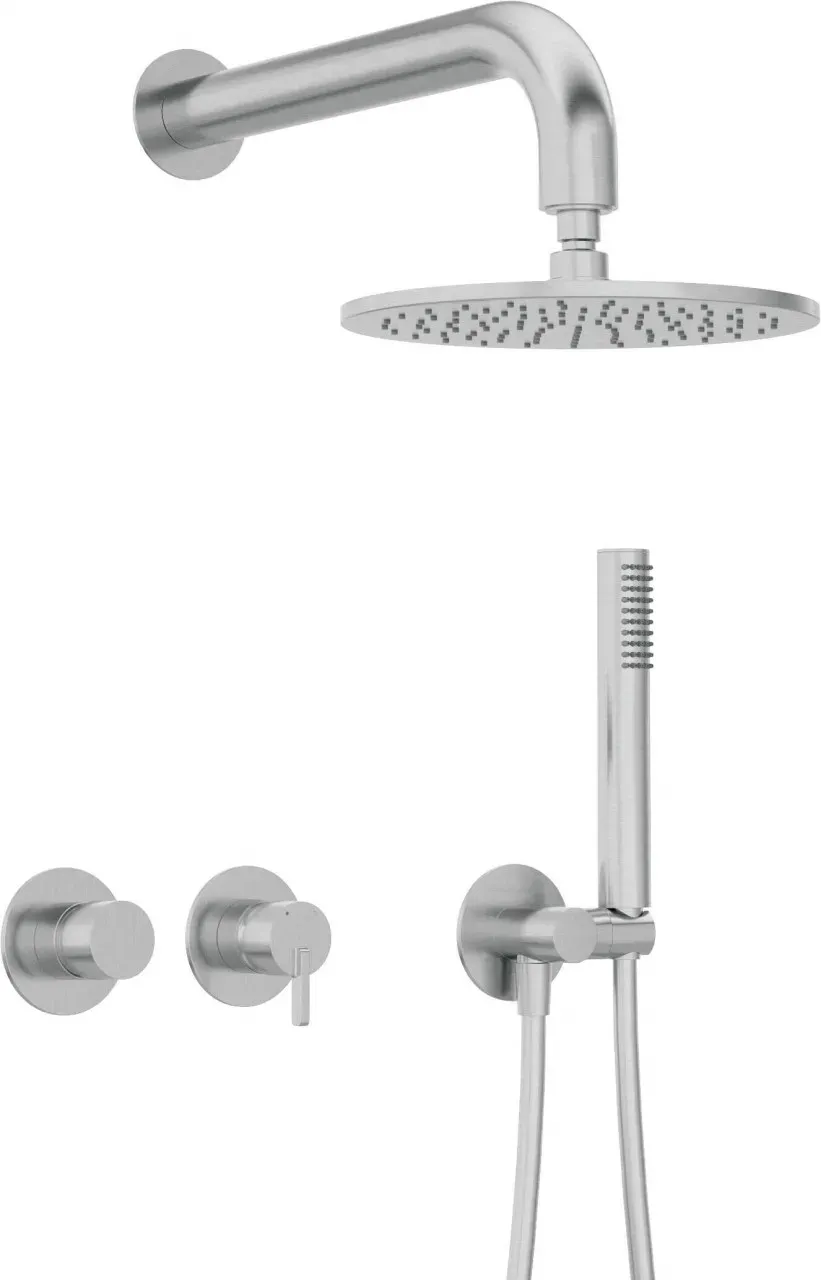 Neuesbad Serie 600 Unterputz Dusch-Set mit verstellbarer Kopfbrause Oberfläche: edelstahl gebürstet NB1NQS_F0YK1