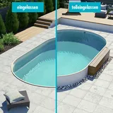 POOL Total Ovalbecken 8,00 m (L) x 4,00 m (B), Tiefe 1,35 m | Folie 0,80 mm Sandfarben | ovales Stahlwandbecken | Pool Made in Germany