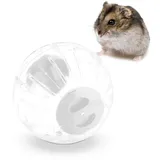 Relaxdays Hamsterball, Ø 18,5 cm, Laufkugel für Hamster & Mäuse, Kunststoff, Nagerspielzeug zum Laufen, transparent/weiß