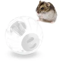 Relaxdays Hamsterball, Ø 18,5 cm, Laufkugel für Hamster & Mäuse, Kunststoff, Nagerspielzeug zum Laufen, transparent/weiß
