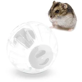 Relaxdays Hamsterball, Ø 18,5 cm, Laufkugel für Hamster & Mäuse, Kunststoff, Nagerspielzeug zum Laufen, transparent/weiß