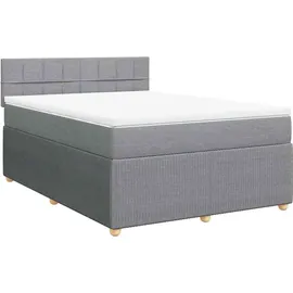 vidaXL Boxspringbett mit Matratze Hellgrau 140x200 cm Stoff