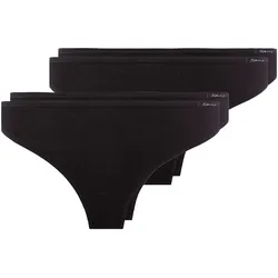 SKINY Damen String, 4er Pack - Thong, Cotton Stretch, Basic Schwarz M