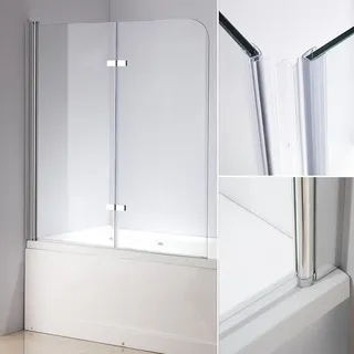 MuCoLa Duschabtrennung Badewannen Badewannenaufsatz ESG Glas Duschtrennwand Badewannenfaltwand Duschwand - 140x120cm