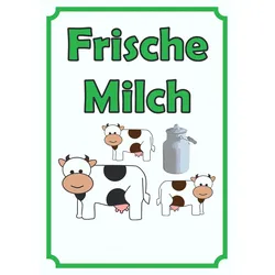 Frische Milch Schild Hochkant A4 Rückseite selbstklebend