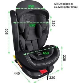 XOMAX XZ-16 Kindersitz drehbar 360° mit ISOFIX und Liegefunktion I mitwachsend I 0-36 kg, 0-12 Jahre, Gruppe 0/1/2/3 I 5-Punkt-Gurt und 3-Punkt-Gurt I Bezug abnehmbar, waschbar I ECE i-Size 129R
