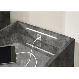 ed exciting design Nachtkonsole MOON mit LED-Beleuchtung und USB-Anschluss & USB-C-Anschluss grau