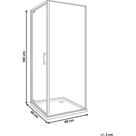 Beliani Duschkabine Einzeltür rechts 80 x 185 cm Schwarz/Sicherheitsglas