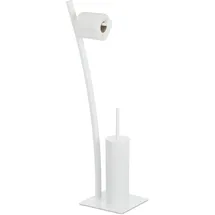 Relaxdays weiß, Toilettenpapierhalter, Bürste, WC-Bürstenhalter, hygienisch, HxBxT: 78x29x20 cm, White, Standard