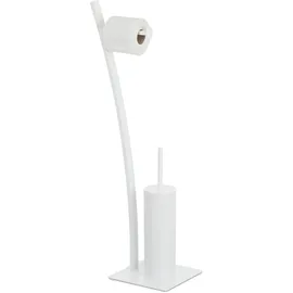 Relaxdays weiß, Toilettenpapierhalter, Bürste, WC-Bürstenhalter, hygienisch, HxBxT: 78x29x20 cm, White, Standard