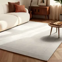Villeroy & Boch Teppich VILLEROY & BOCH "Wollteppich Kivi", weiß (natur creme), B:120cm H:17mm L:180cm, Nylon, Wolle, Teppiche, Teppich, Handgewebt, Wolle, Bordüre, Einfarbig, Läufer, Wohnzimmer, Modern