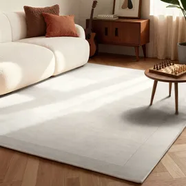 Villeroy & Boch Teppich VILLEROY & BOCH "Wollteppich Kivi", weiß (natur creme), B:120cm H:17mm L:180cm, Nylon, Wolle, Teppiche, Teppich, Handgewebt, Wolle, Bordüre, Einfarbig, Läufer, Wohnzimmer, Modern