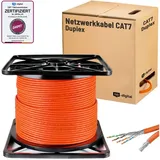 HB-Digital CAT7 Kabel 100m Duplex Ethernet Kabel CAT 7 S/FTP AWG23 LSZH orange