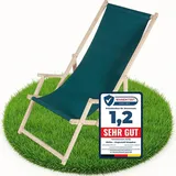 Faltliege mit Armlehne Holz Gartenliege Relaxliege Grün Liegestuhl Liege 🍹