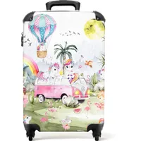 noboringsuitcases NoBoringSuitcases.com Kinderkoffer Einhorn 4-Rollen Cabin 55 cm / 36 l rosa/regenbogen